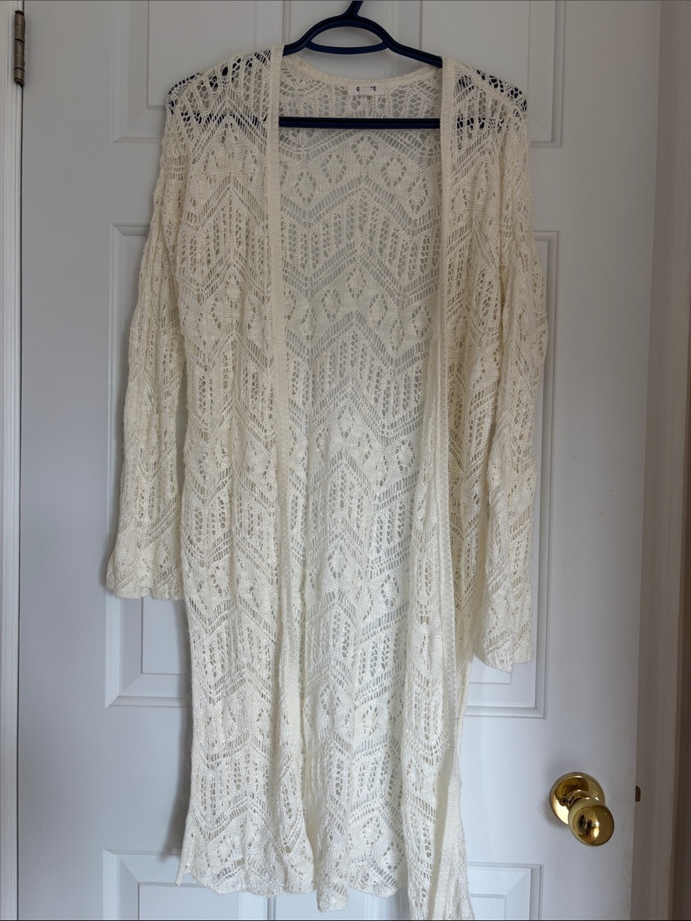 Garage Cream Open-Knit Longline Cardigan